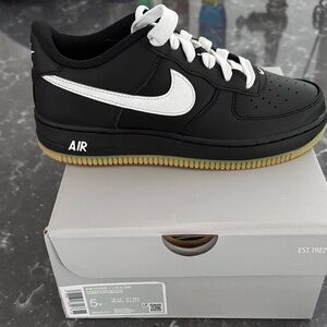 Nike Black and White Air Force 1 with Gum Sole